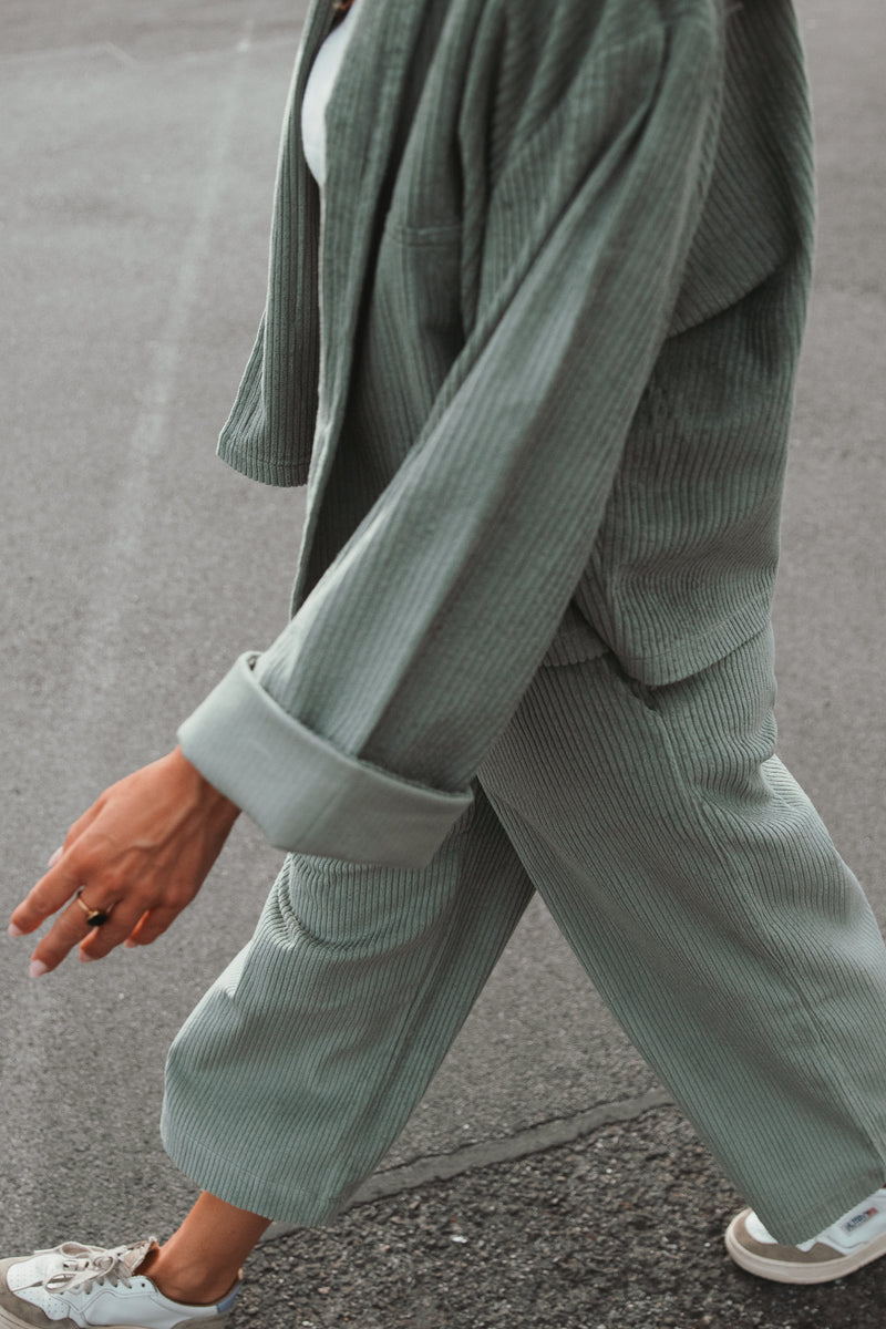 Cordjacke Faded Green