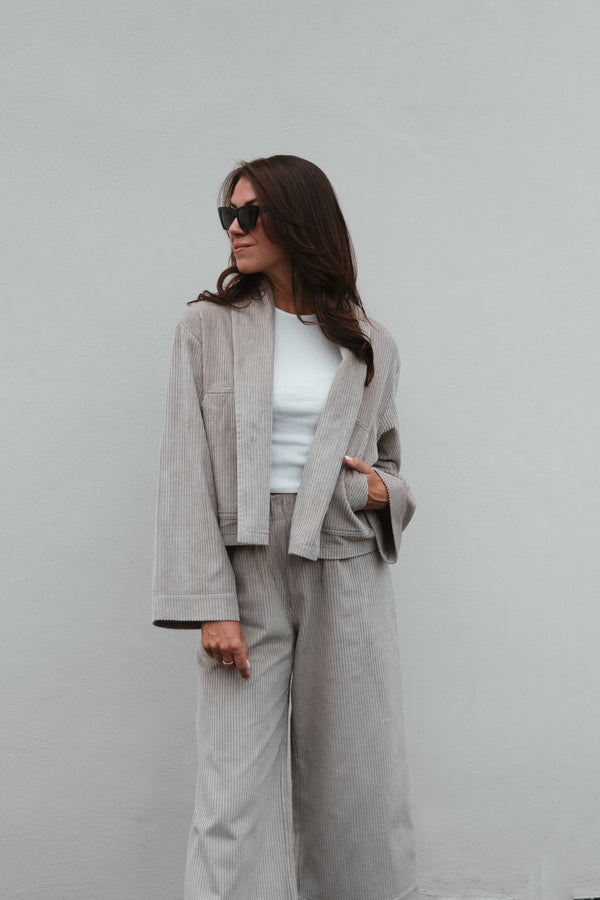 Cordjacke Taupe