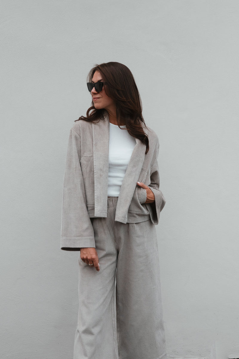Cordjacke Taupe