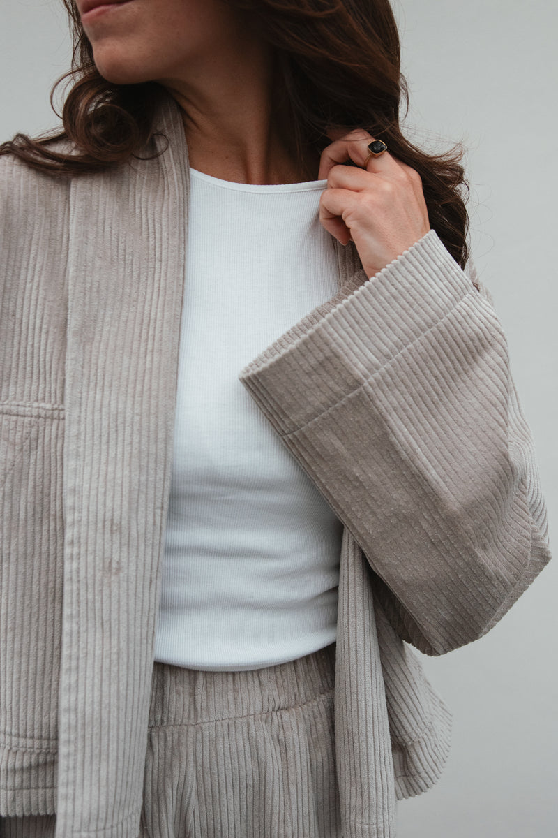 Cordjacke Taupe