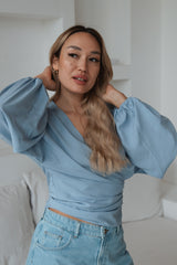 Wickelbluse Light-Blue