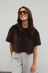 Cropped Shirt in White Terry Cloth