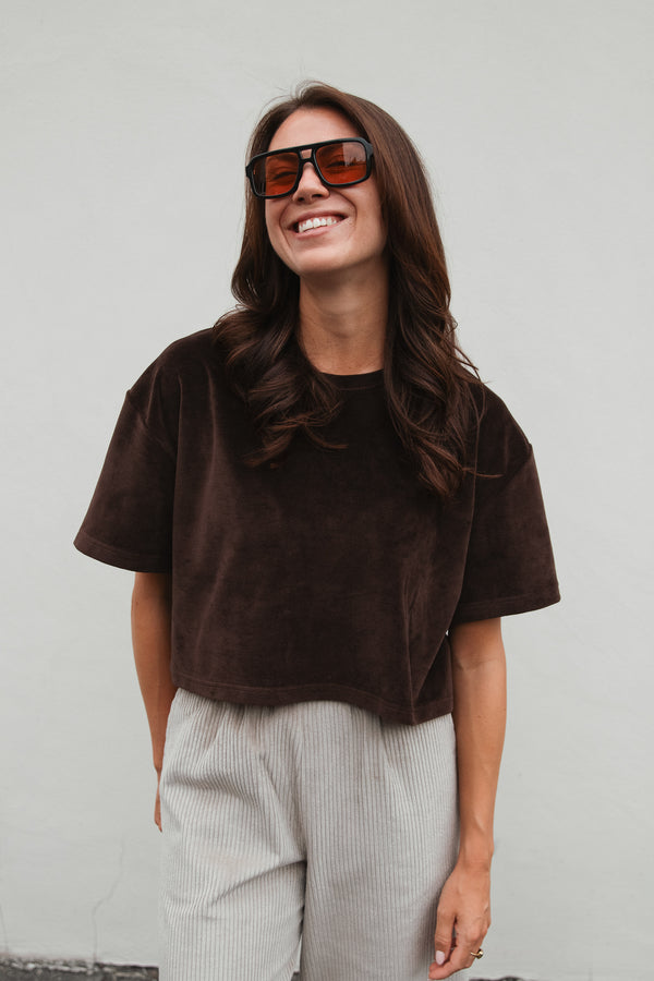 Cropped Shirt in White Terry Cloth