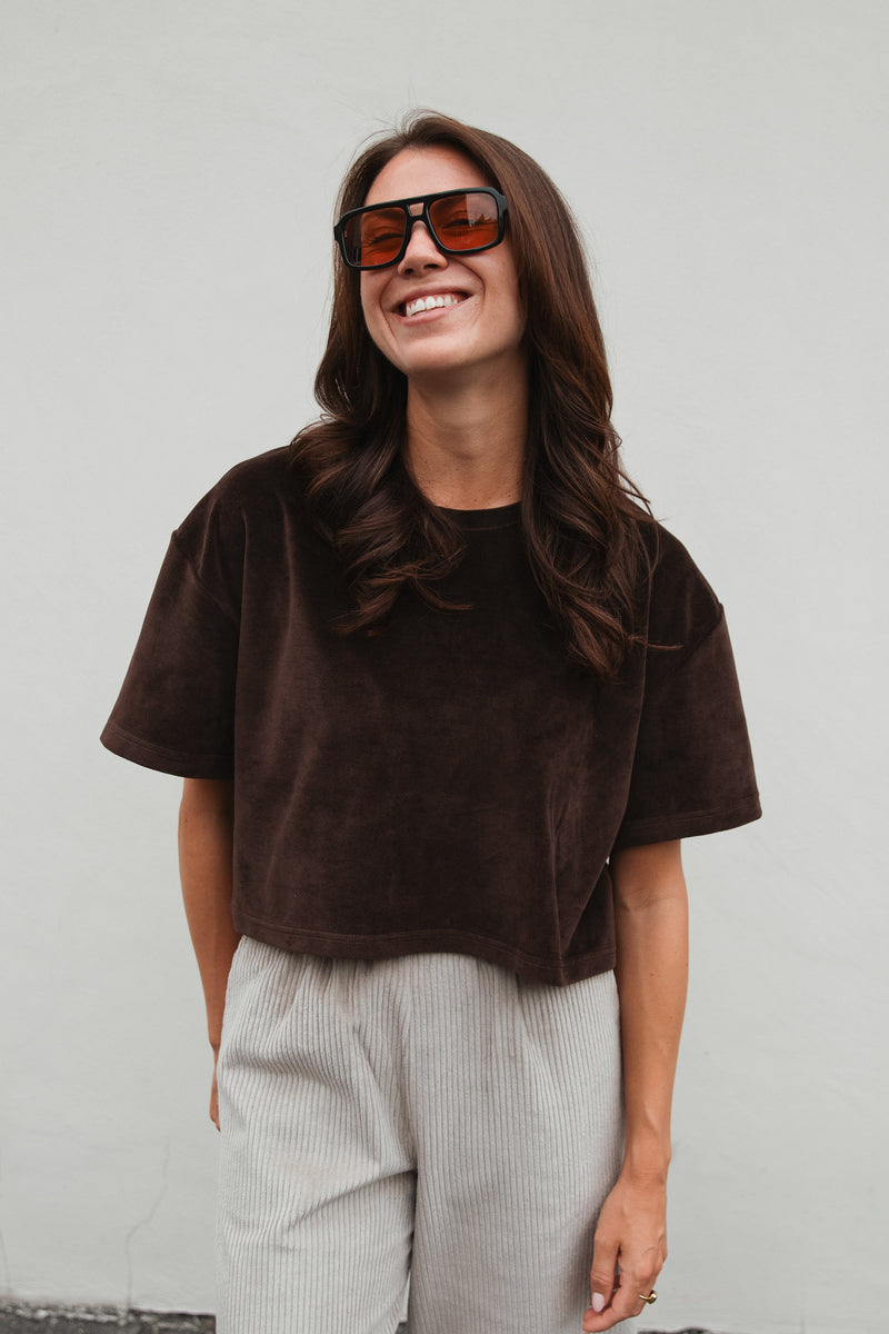 Cropped Shirt in White Terry Cloth