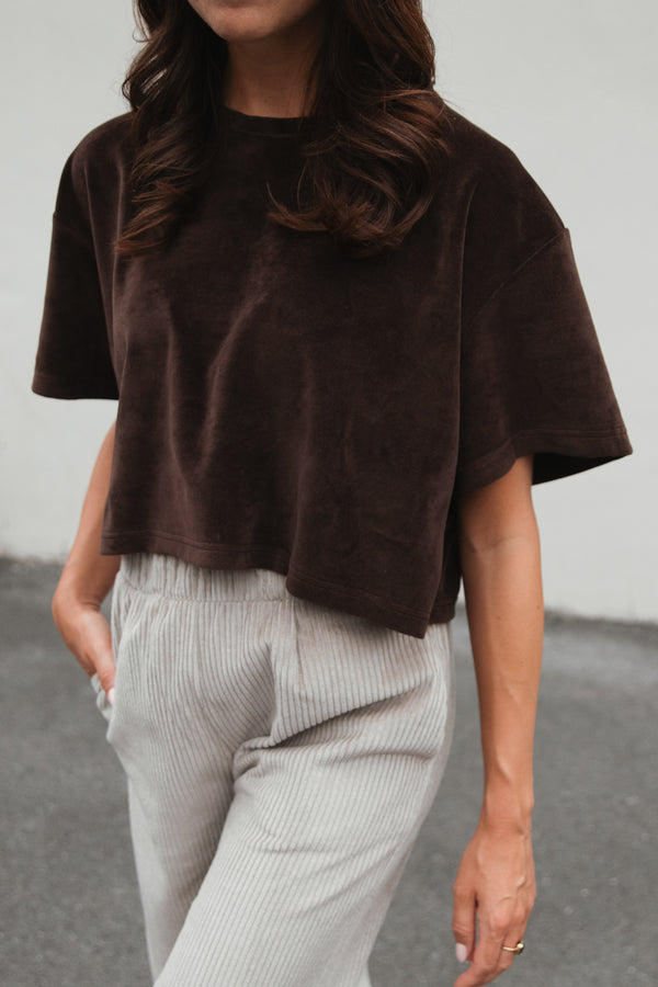 Cropped Shirt in White Terry Cloth