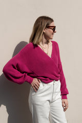 knitted sweater with chevron pattern