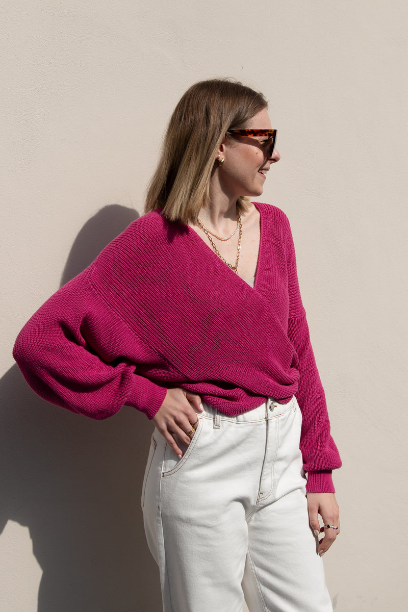 knitted sweater with chevron pattern