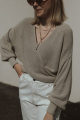 knitted sweater with chevron pattern