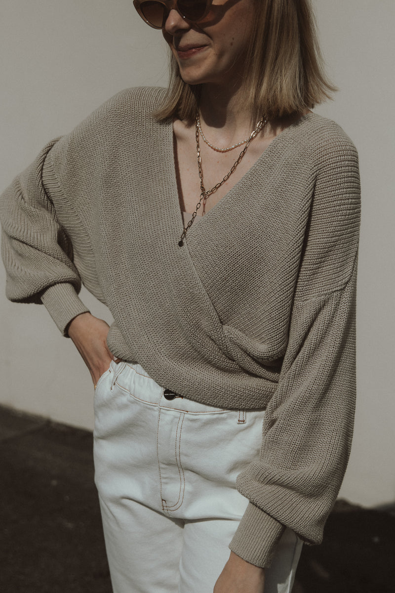 knitted sweater with chevron pattern