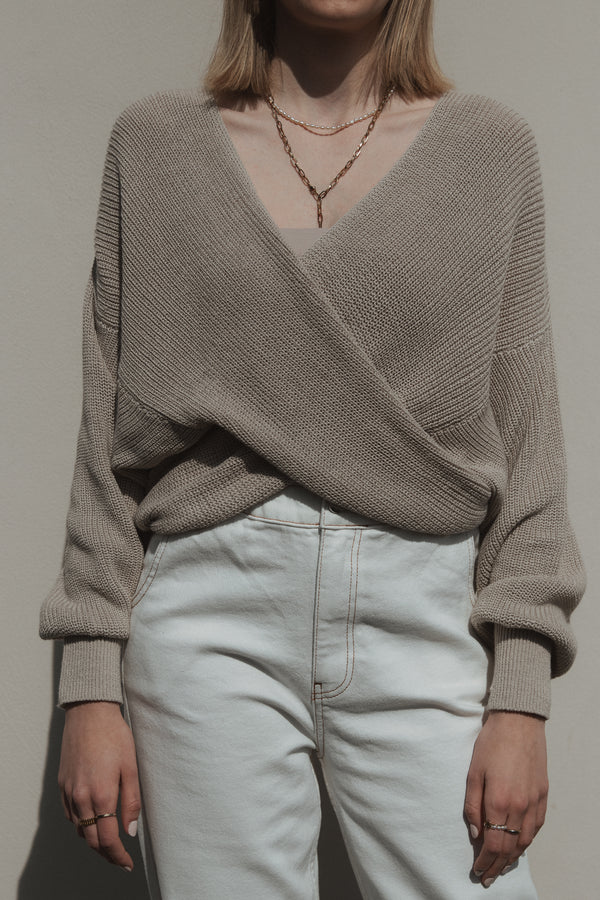 Wrap-Pullover Sand