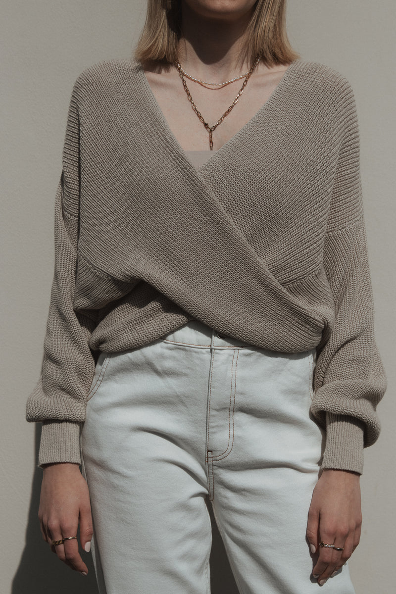 knitted sweater with chevron pattern