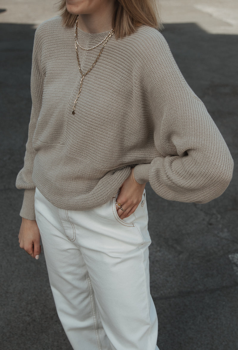 knitted sweater with chevron pattern