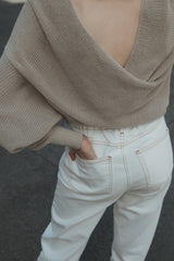 knitted sweater with chevron pattern