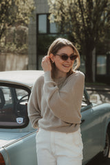 knitted sweater with chevron pattern