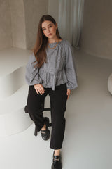 blouse with a check pattern