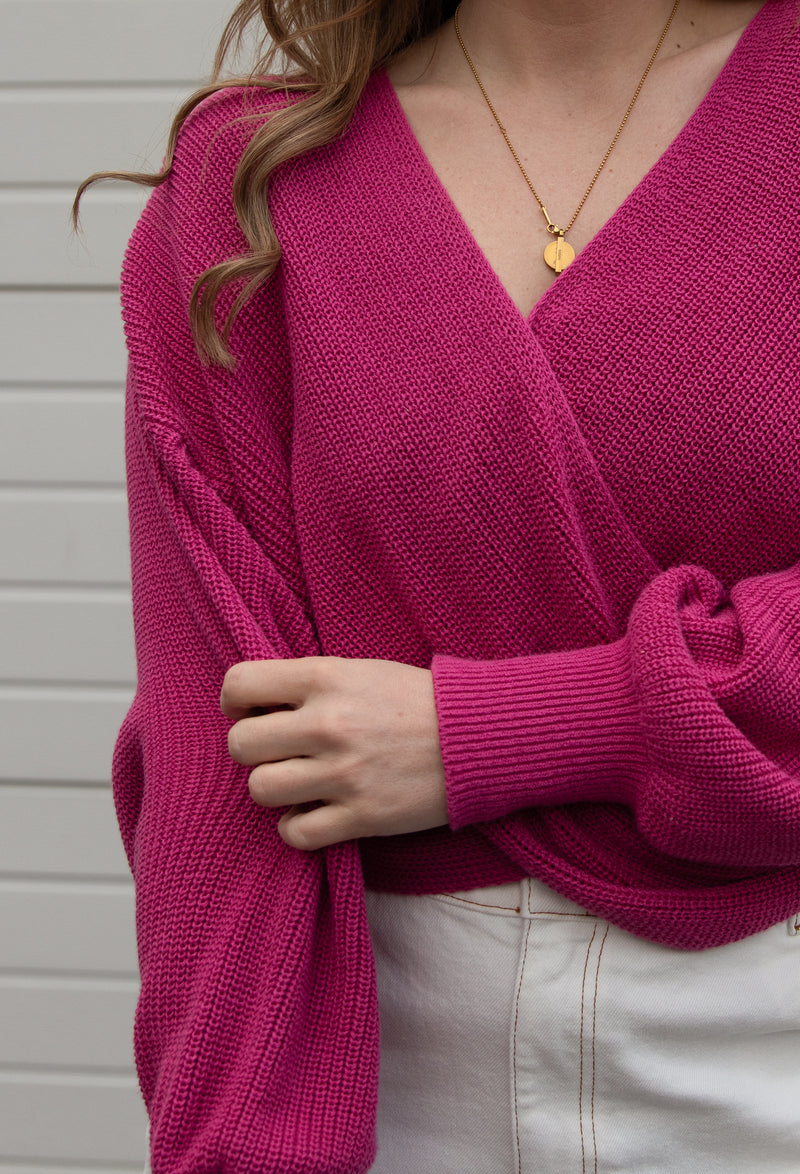knitted sweater with chevron pattern