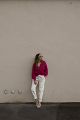 knitted sweater with chevron pattern