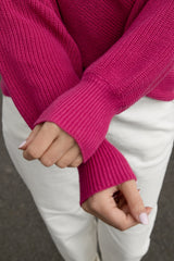 knitted sweater with chevron pattern