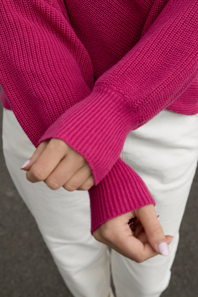 knitted sweater with chevron pattern