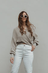 knitted sweater with chevron pattern