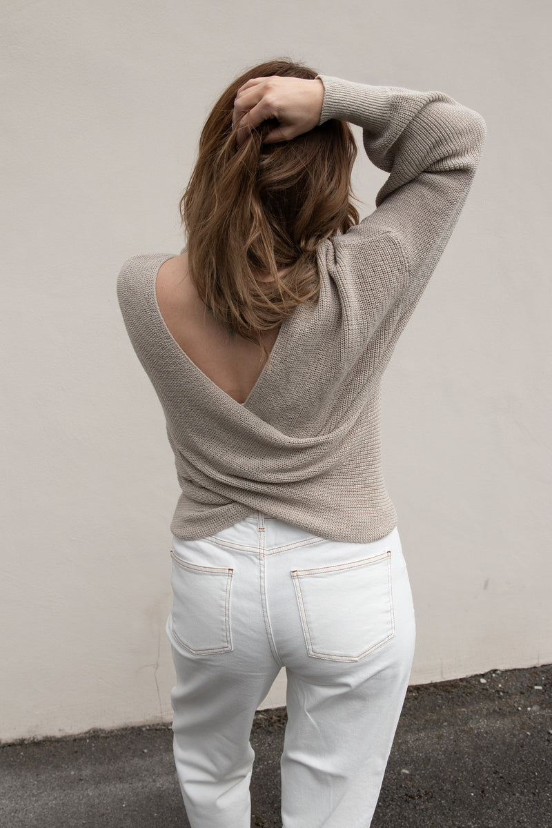 knitted sweater with chevron pattern