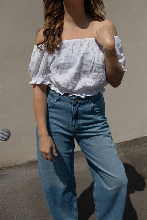 Bluse mit Rüschen White