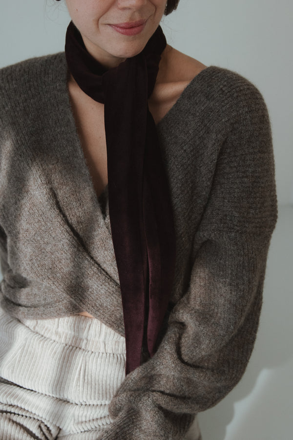 Mini Scarf Samt Bordeaux