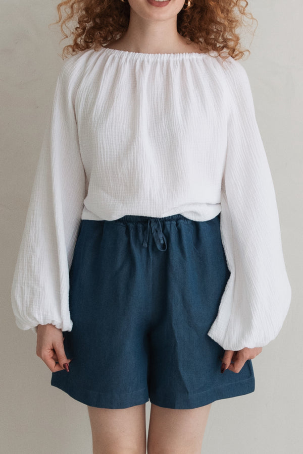 Bluse aus Musselin Weiß