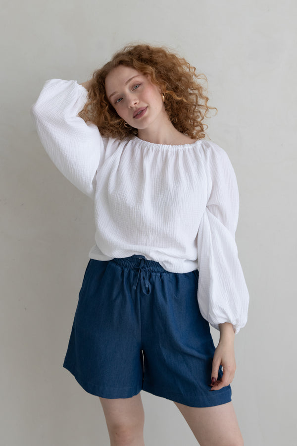 Shorts aus Lyocell Indigo