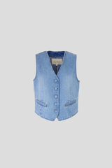 Nachhaltige Jeansweste in Mid-Blue – faire Produktion – Clara Himmel
