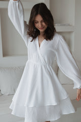 Nachhaltiges Kleid aus Musselin in Off-White – fair produziert – Clara Himmel