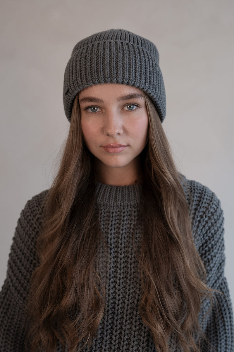 Knitted Hat Grey-Melange MIKA