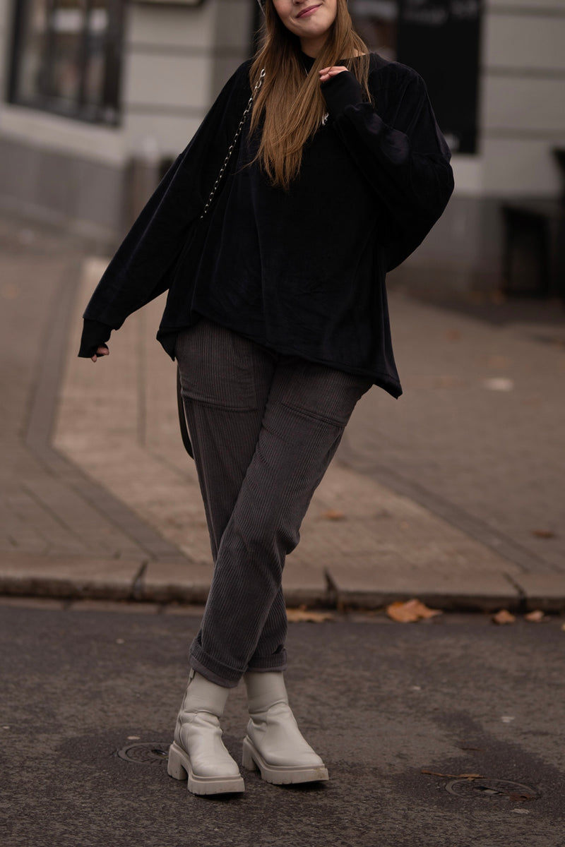 Velor Pullover Black ZOLA