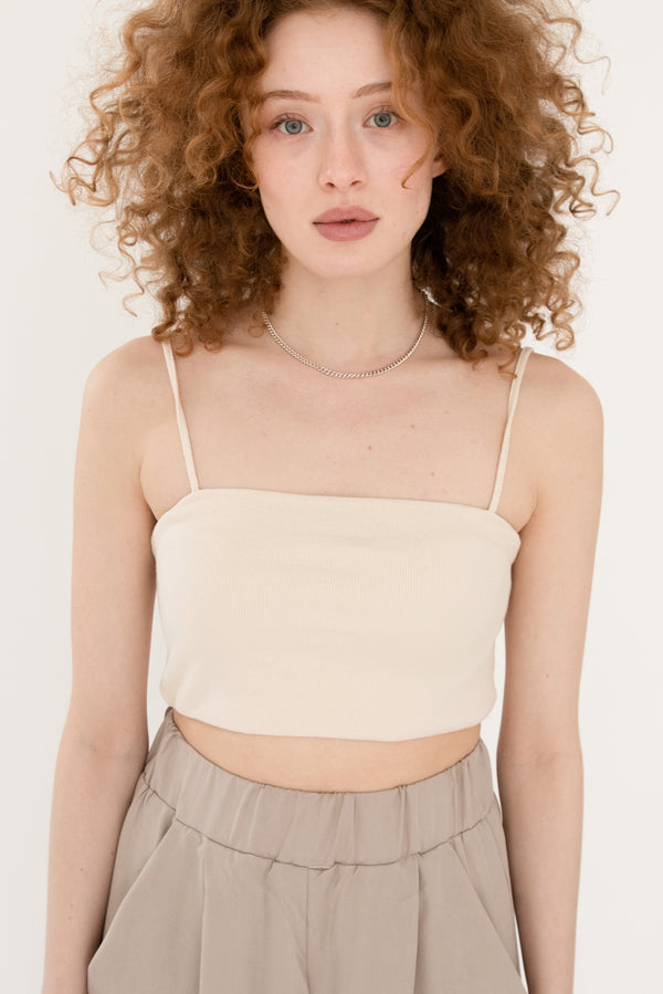 Bustier-Top aus Ripp-Jersey White Sand PINA