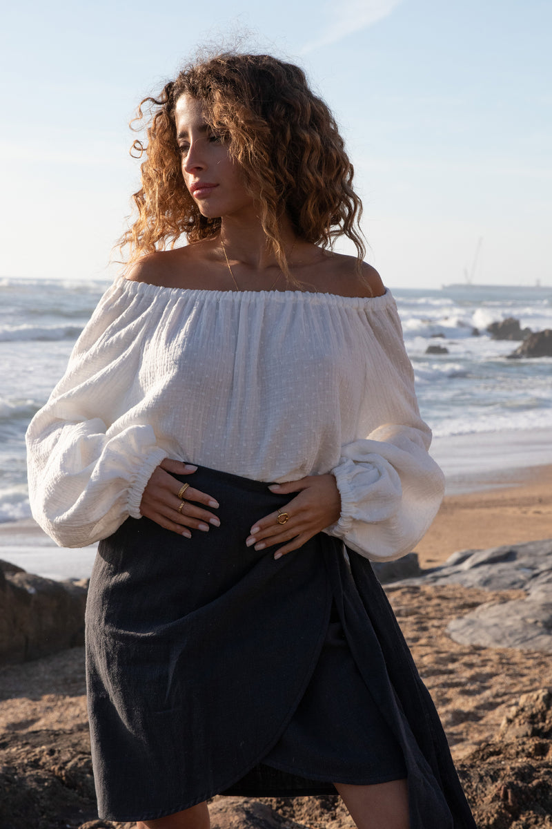 Bluse aus Musselin White Dots IBIZA
