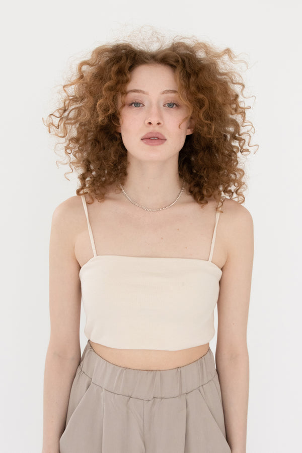 Bustier-Top aus Ripp-Jersey White Sand PINA