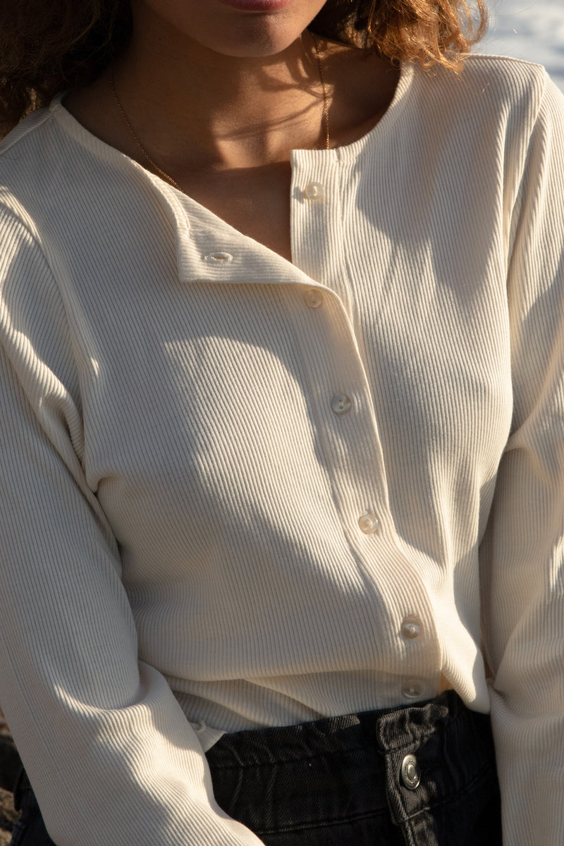 Cardigan aus Rippjersey Ecru PISA