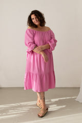Midi-Kleid aus Musselin Pink PALERMO