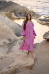 Midi-Kleid aus Musselin Pink PALERMO
