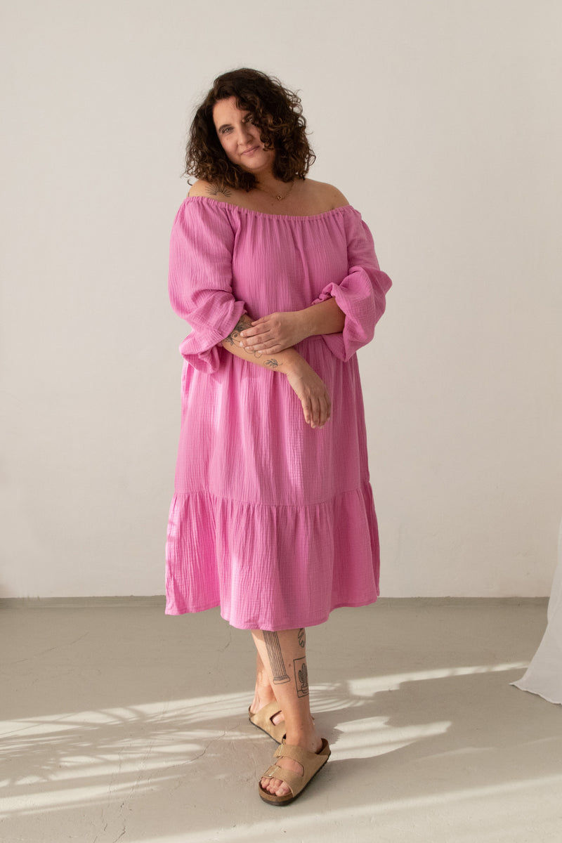 Midi-Kleid aus Musselin Pink PALERMO