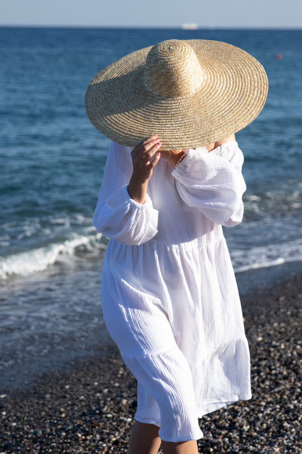Midi-Kleid aus Musselin Weiß PALERMO