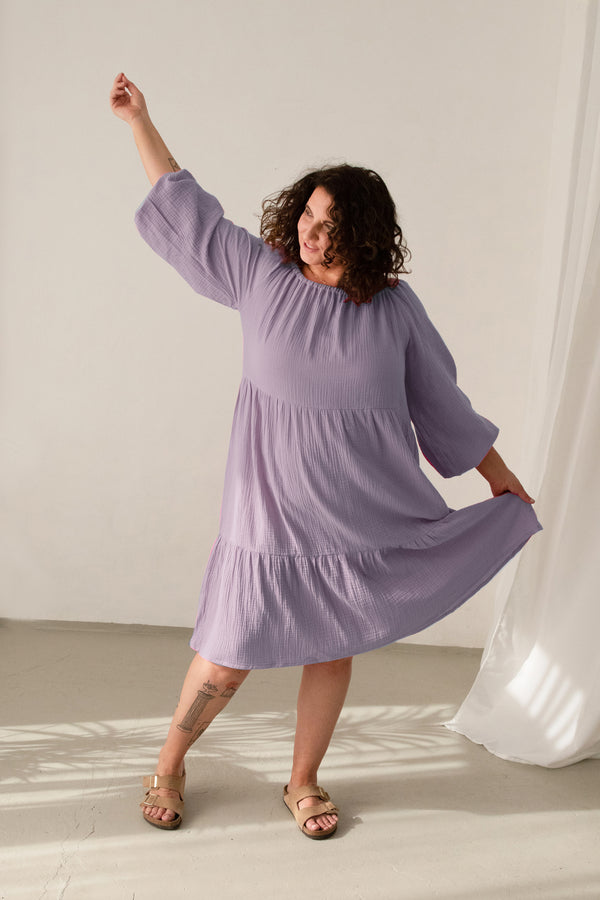 Midi-Kleid aus Musselin Lavender PALERMO