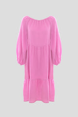 Midi-Kleid aus Musselin Pink PALERMO