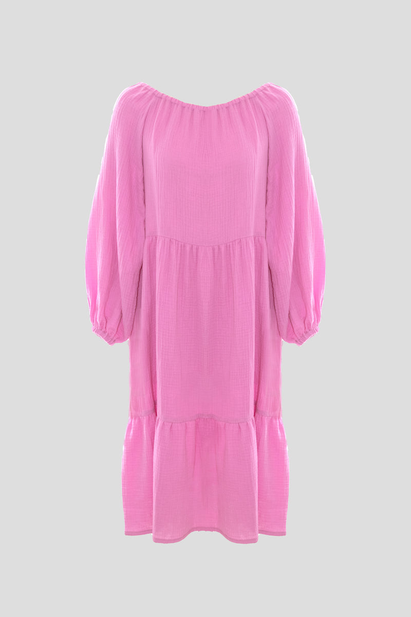 Midi-Kleid aus Musselin Pink PALERMO