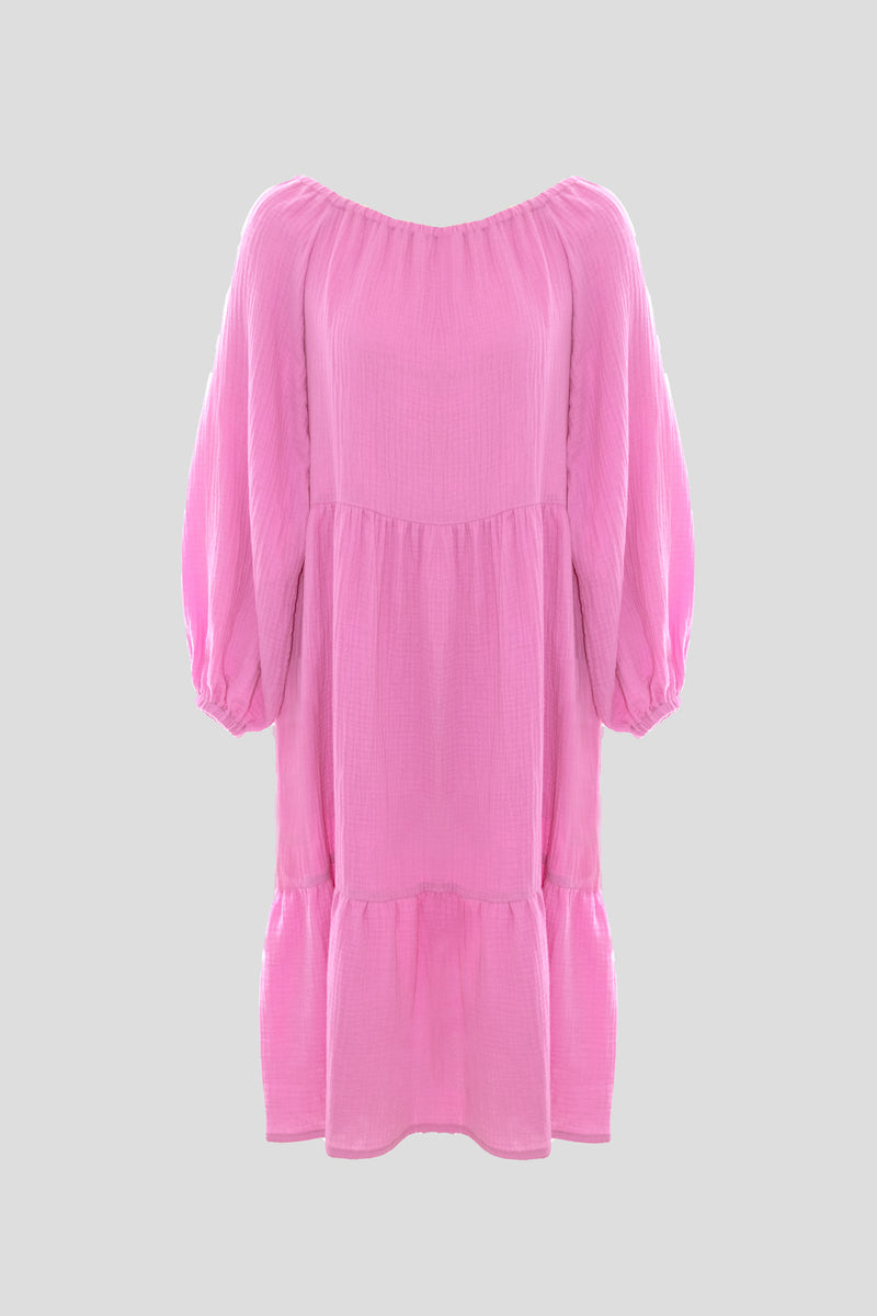Midi dress in muslin Pink PALERMO 