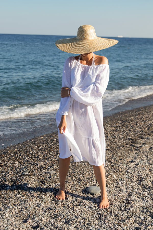 Midi-Kleid aus Musselin Weiß PALERMO