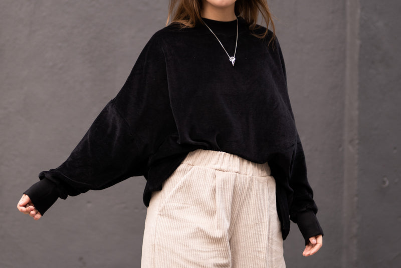 Velor Pullover Black ZOLA