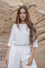 Oversize-Shirt aus Leinenmix Weiß