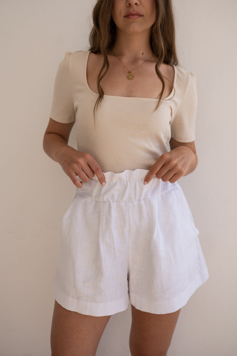 Rippjersey-Shirt White Sand JULIA