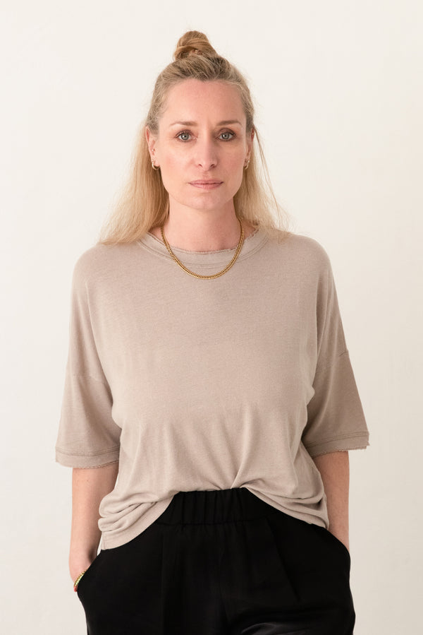 Oversize-Shirt aus Leinenmix Sand ANGELINA